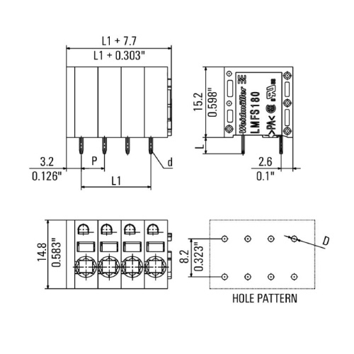 Weidmuller 1330580000 PCB Terminal - 2.5 mm² 20 Amp