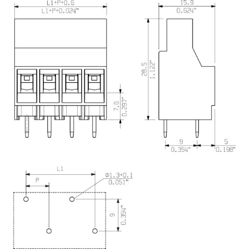 Weidmuller 1356940000 PCB Terminal - 6 mm² 30 Amp