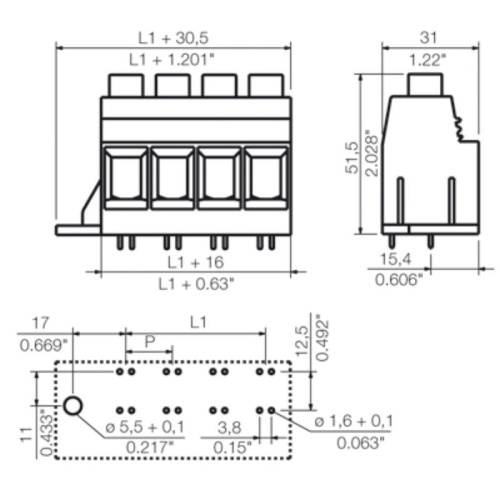 Weidmuller 1386500000 PCB Terminal - 50 mm² 127 Amp