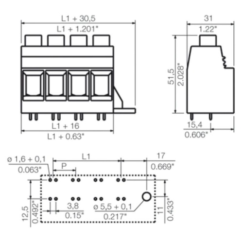 Weidmuller 1386670000 PCB Terminal - 50 mm² 127 Amp