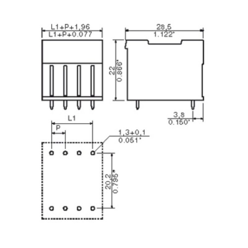 Weidmuller 1614840000 Male Header - 320 Volt - 10 Pole