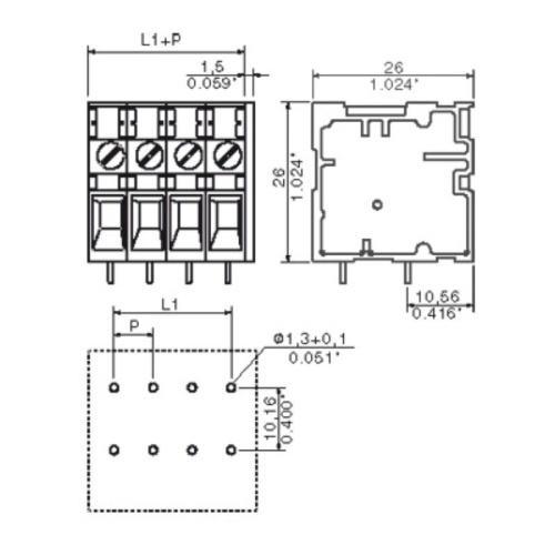 Weidmuller 1667910000 PCB Terminal - 6 mm² 25 Amp
